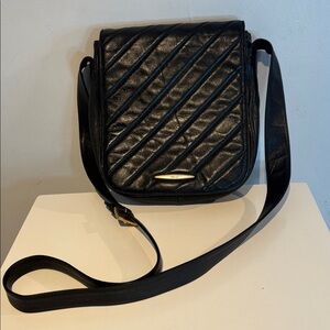 TULA VINTAGE BLACK LEATHER HANDBAG TULA 80’s NAPPA LEATHER SMALL MESSENGER BAG